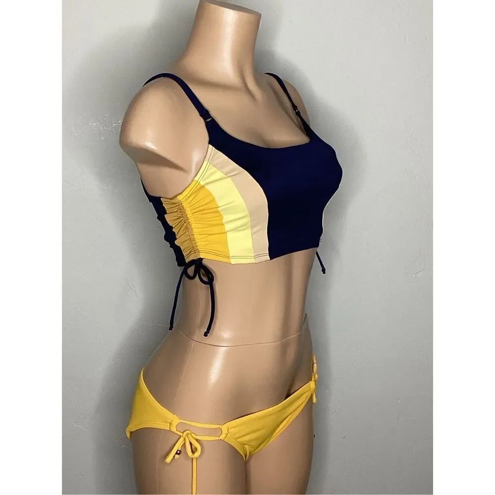 New. Robin Piccone navy and yellow bikini. S/M. Retails $219 - Picture 3 of 7
